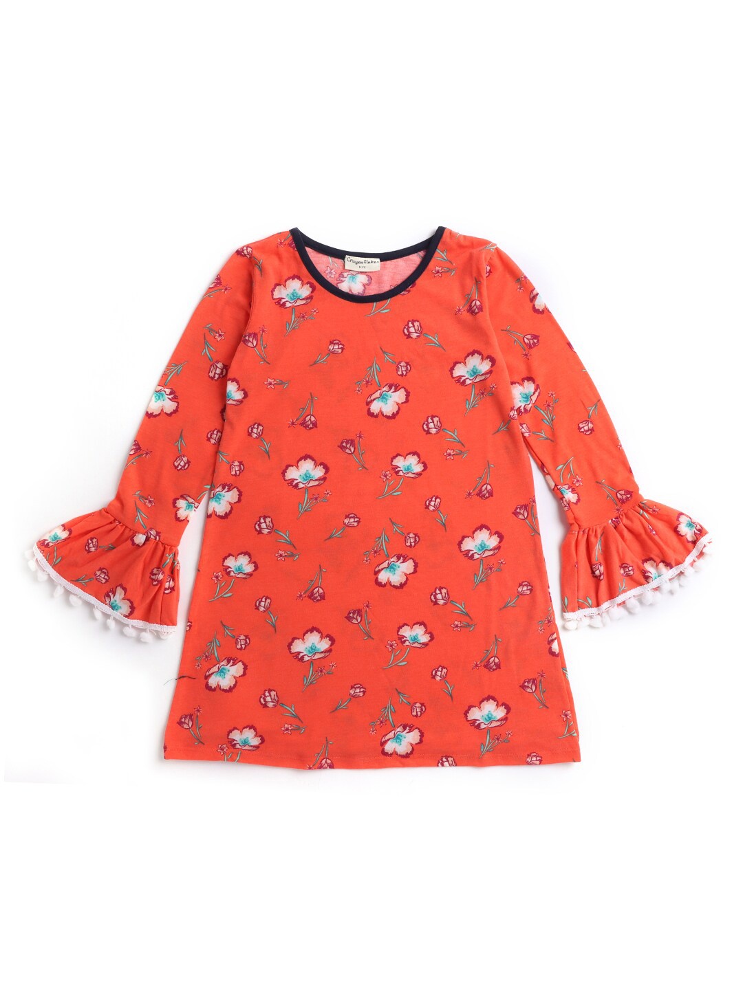 

Hopscotch Orange Floral Chiffon A-Line Dress