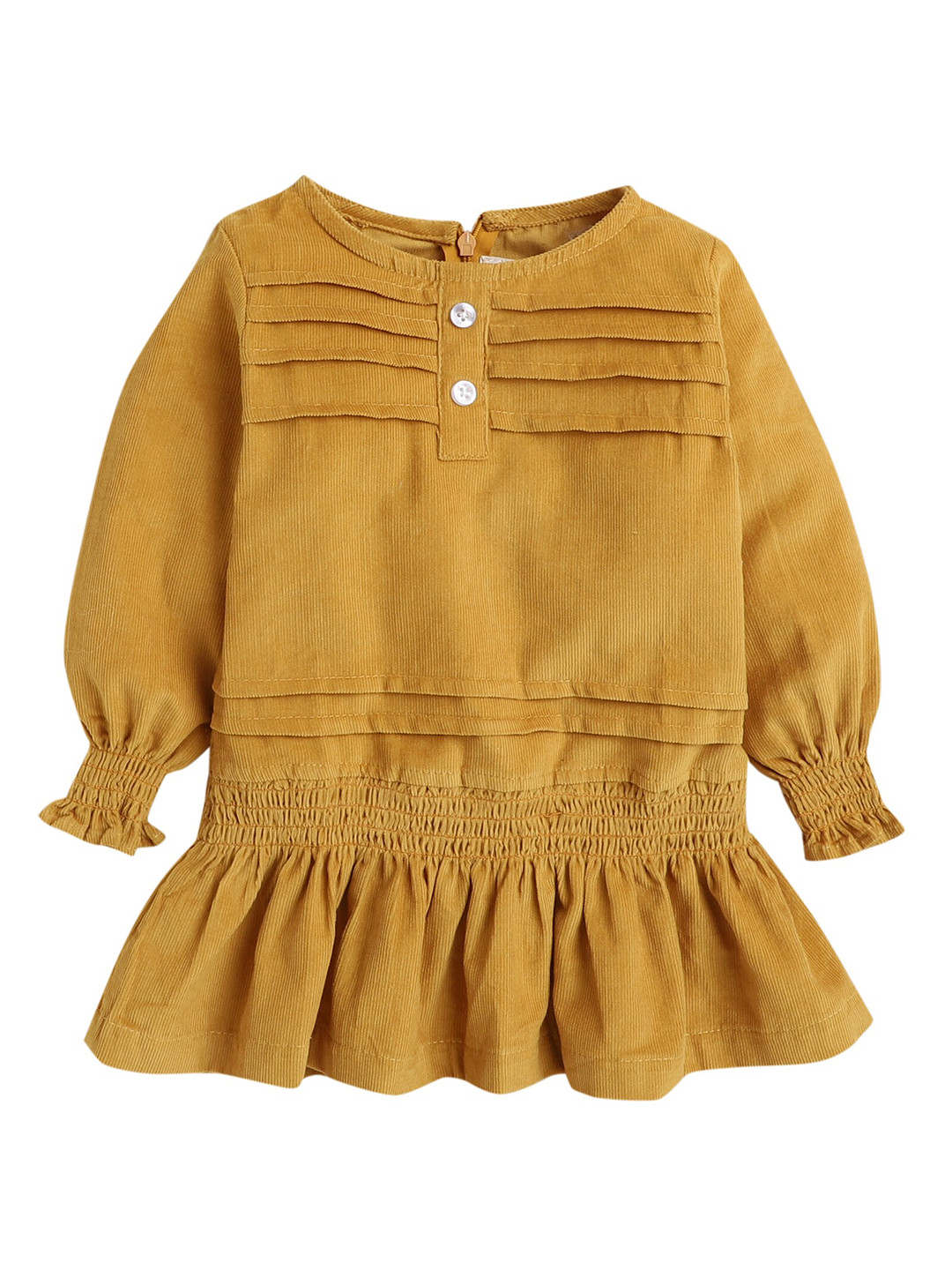 

Hopscotch Yellow Pure Cotton Peplum Dress