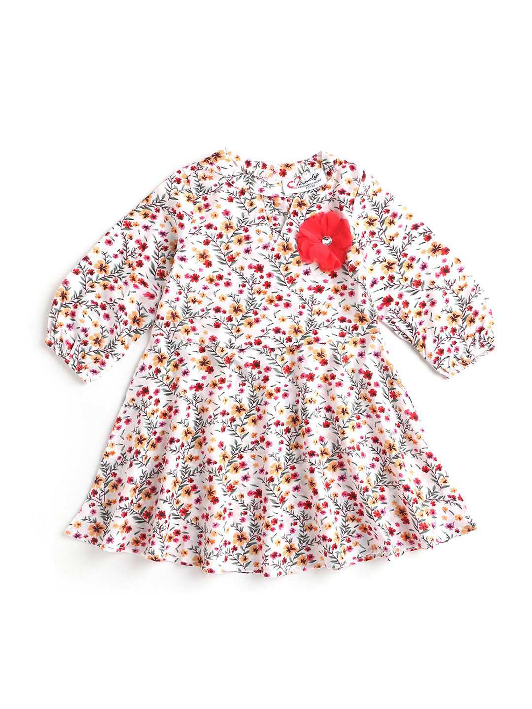

Hopscotch White Floral Printed Dress