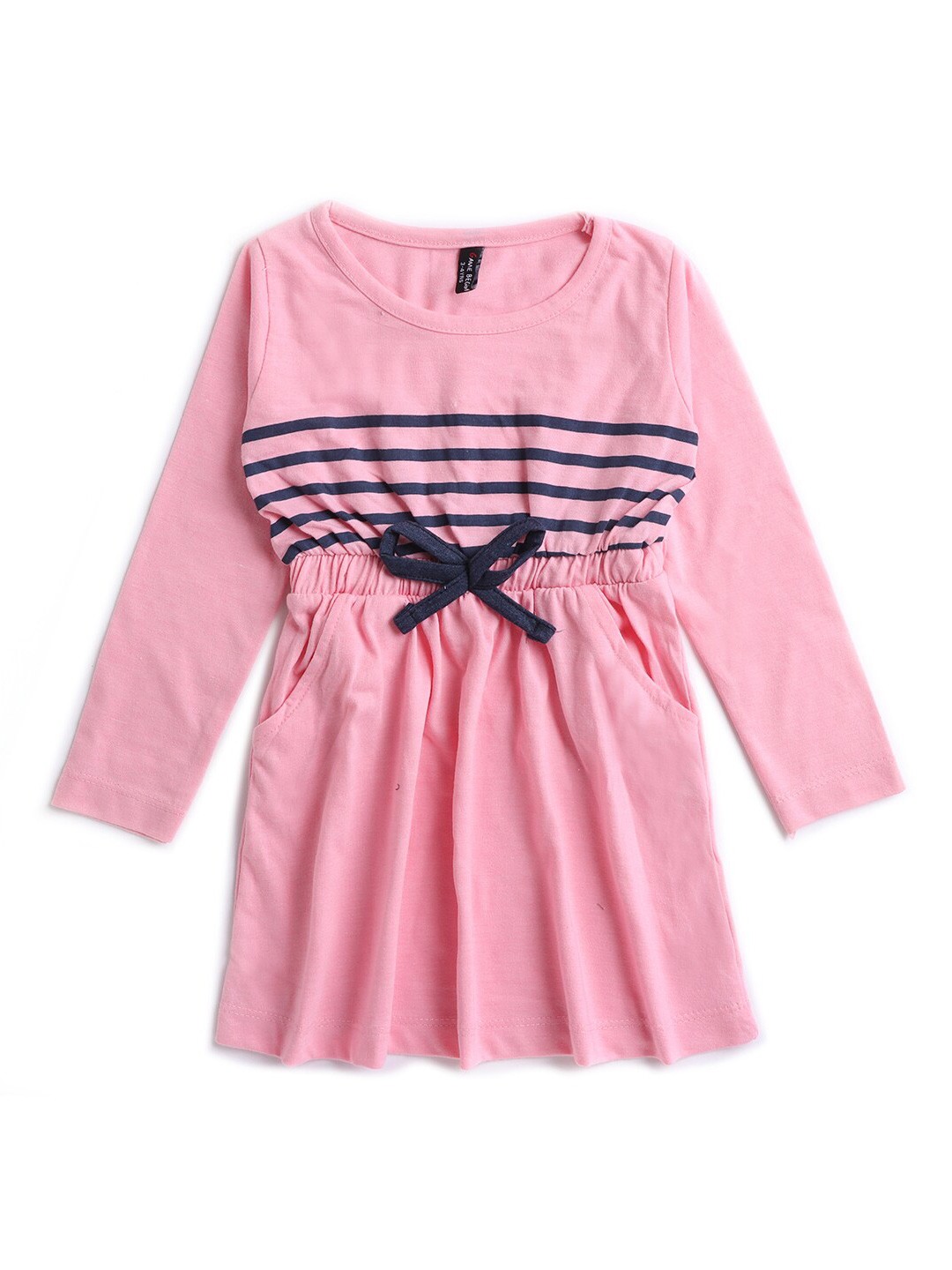 

Hopscotch Pink & Black Striped Pure Cotton Dress