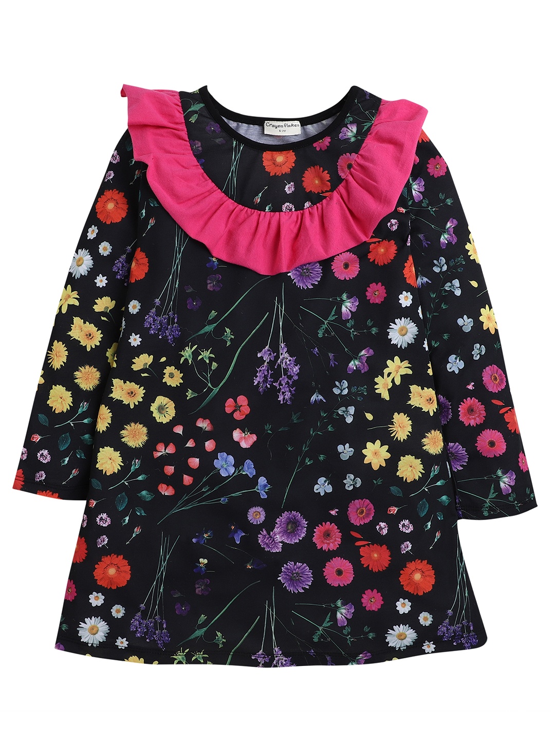

Hopscotch Girls Black Floral Chiffon A-Line Dress