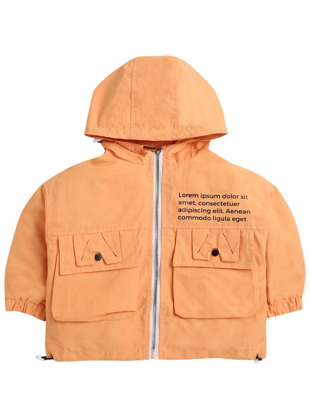 

Hopscotch Boys Orange Printed Hooded Jacket