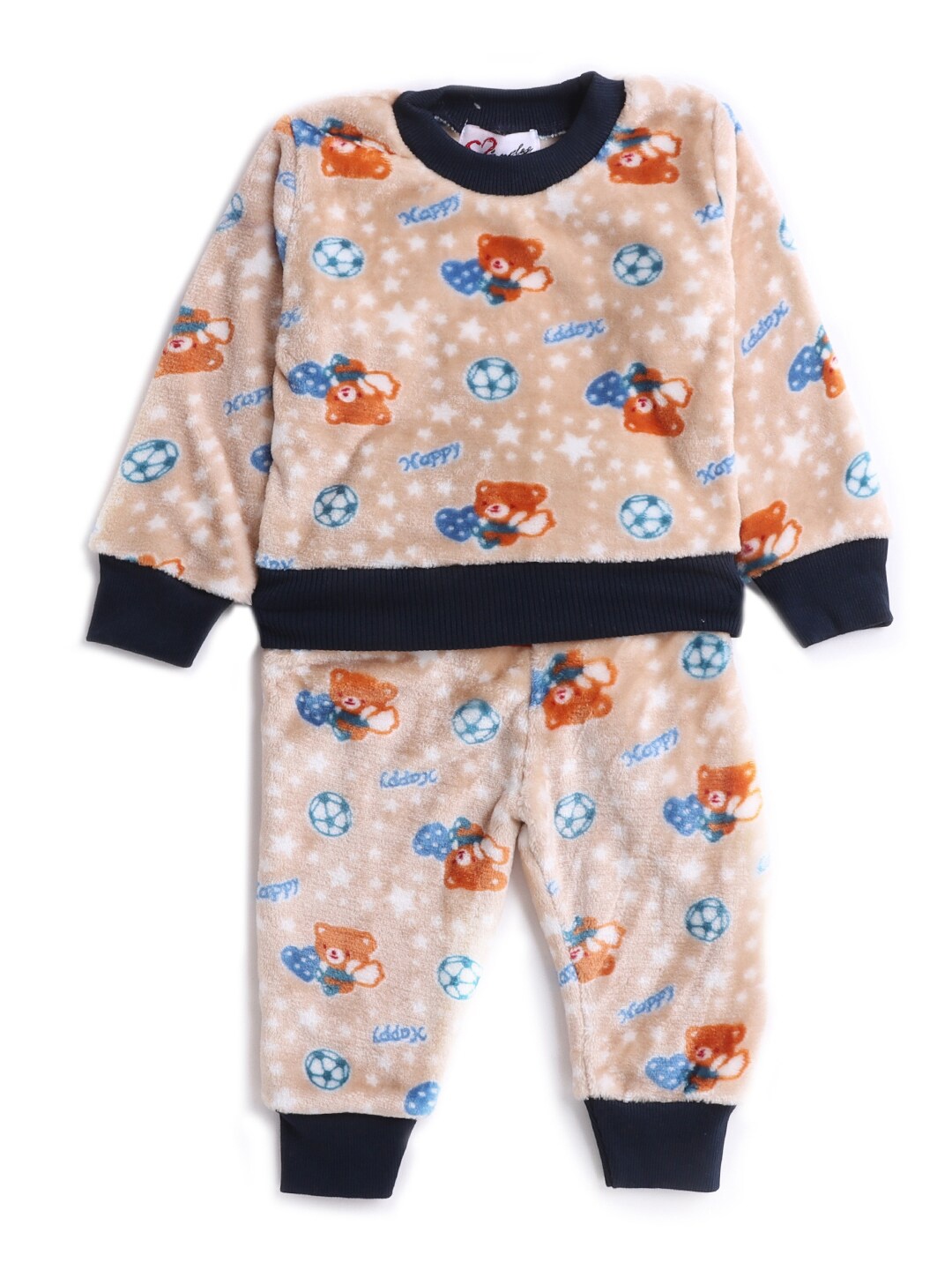 

Hopscotch Girls Beige Printed Pure Cotton Night Suit