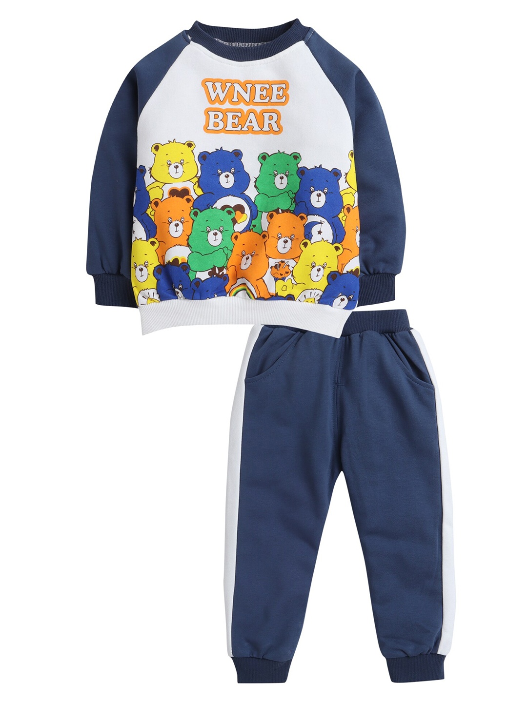 

Hopscotch Boys Blue Pure Cotton Printed Pure Cotton Sweatshirt & Jogger Set