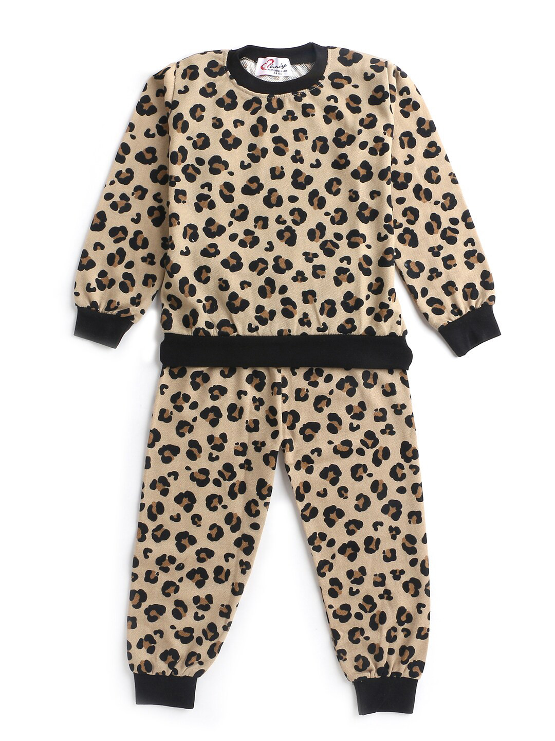 

Hopscotch Girls Brown & Beige Printed T-shirt with Trousers