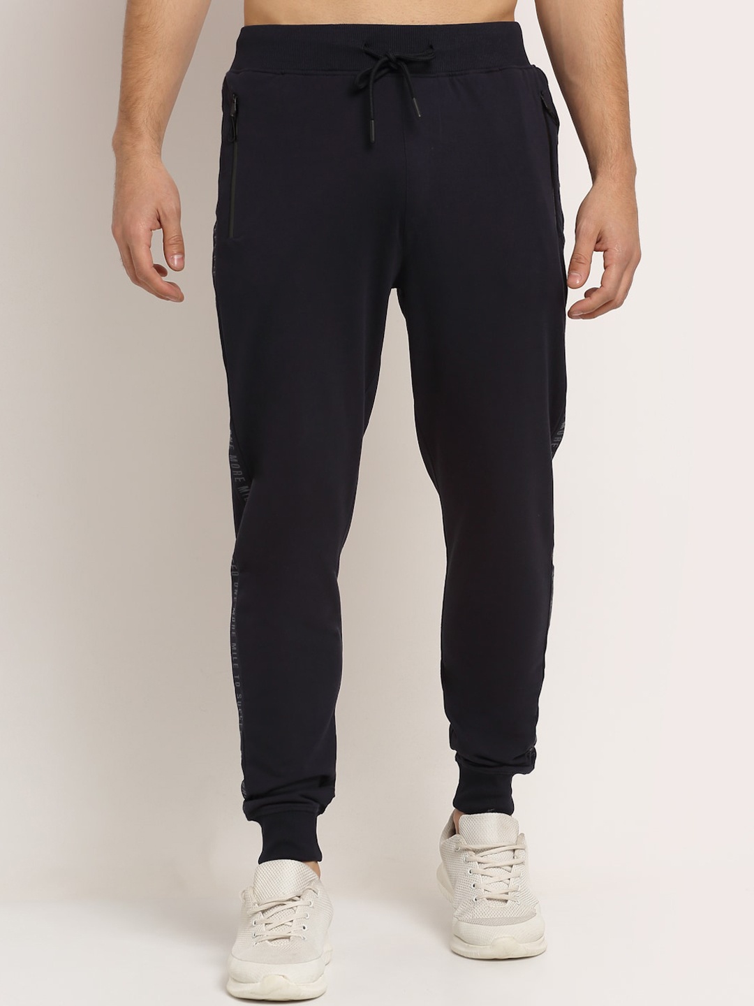 

Cantabil Men Navy-Blue Solid Pure Cotton Joggers