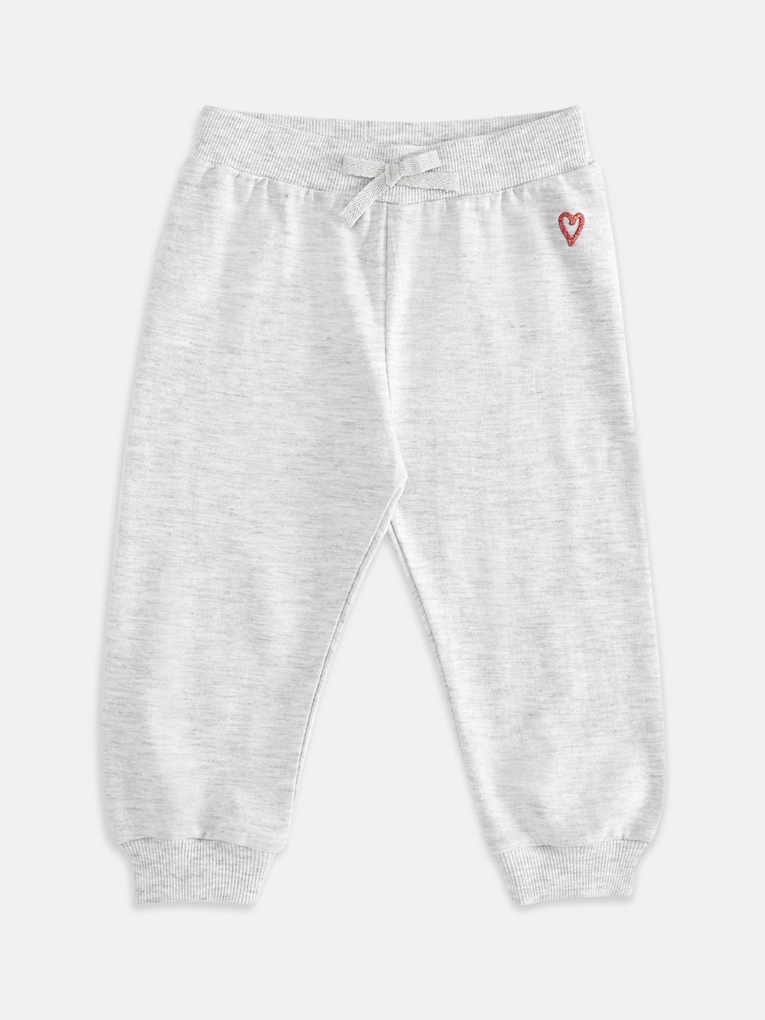 

Pantaloons Baby Girls Grey Melange Pure Cotton Joggers