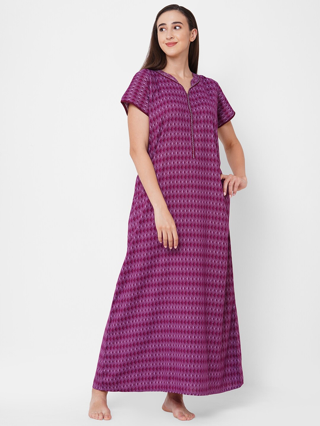 

Sweet Dreams Purple & Pink Printed Maxi Nightdress