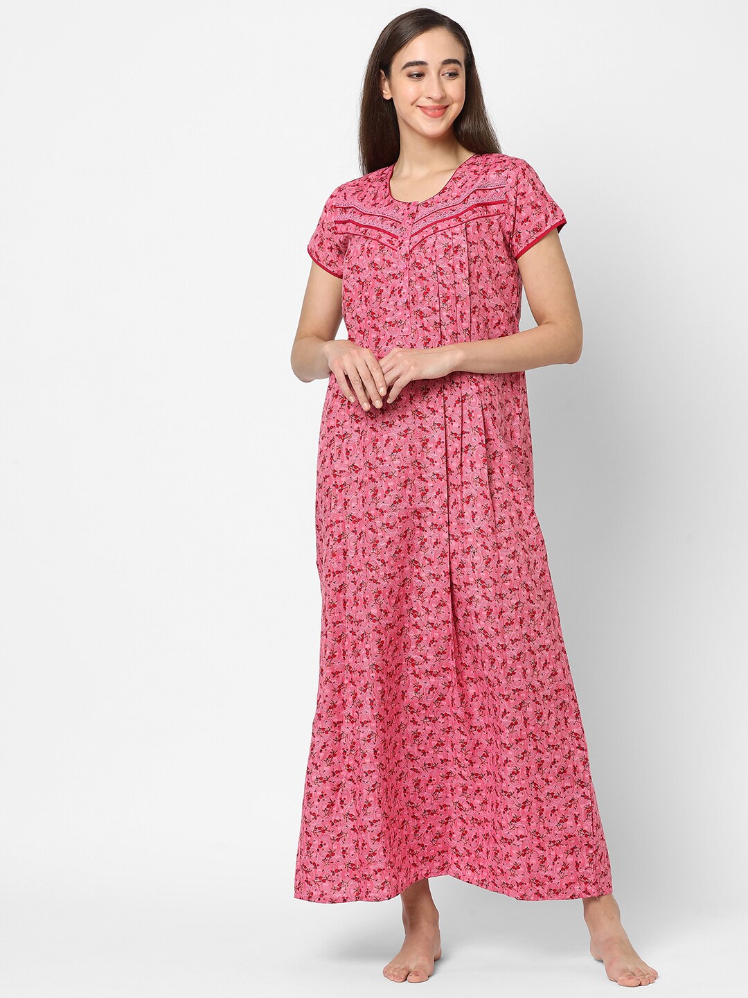 

Sweet Dreams Pink Printed Maxi Nightdress