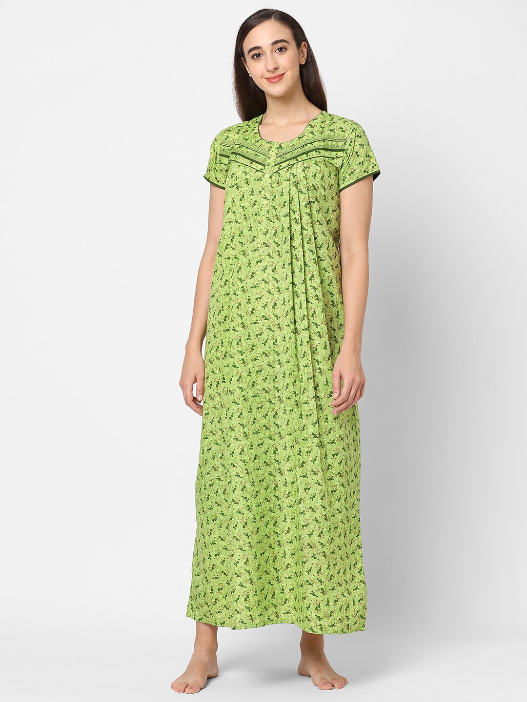 

Sweet Dreams Green Printed Maxi Nightdress