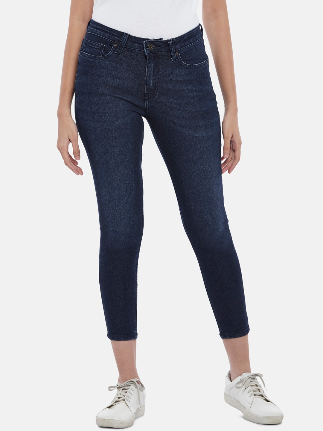 

People Women Navy Blue Slim Fit Pure Cotton Jeans