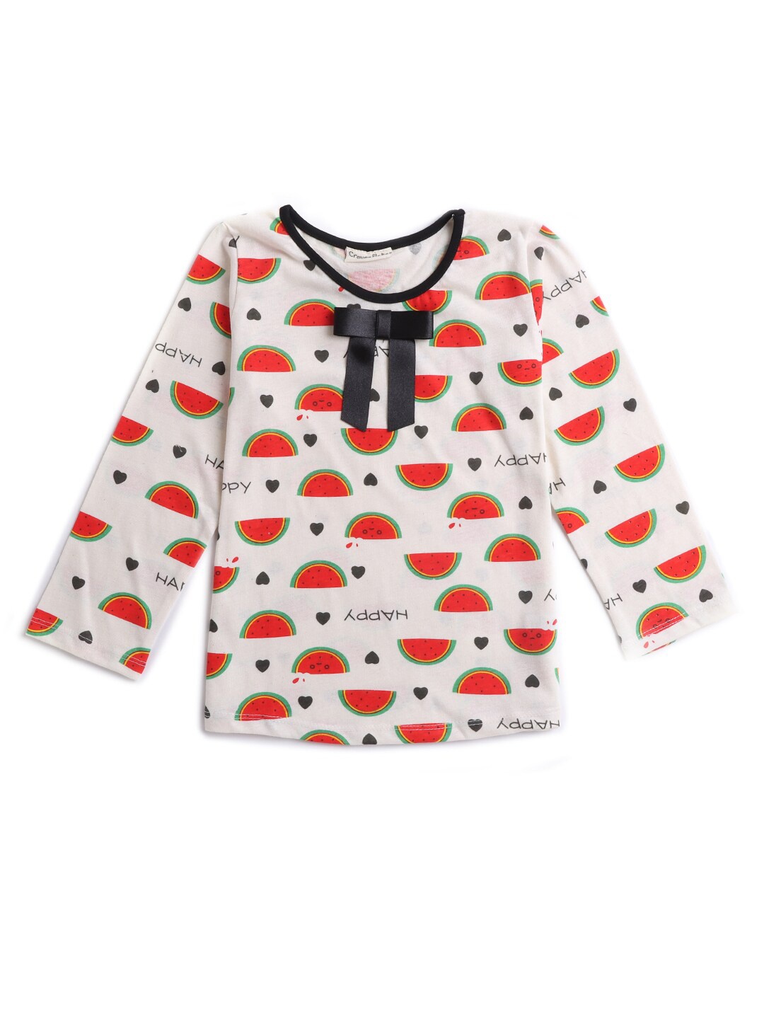 

Hopscotch Girls Off White Printed Cotton T-shirt