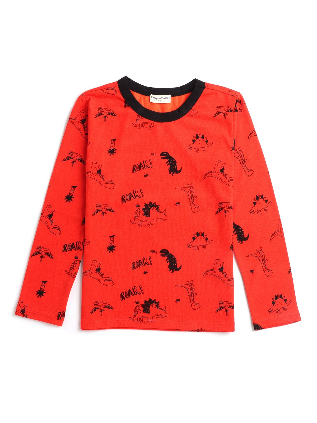 

Hopscotch Boys Orange & Black Dinosaur Printed T-shirt
