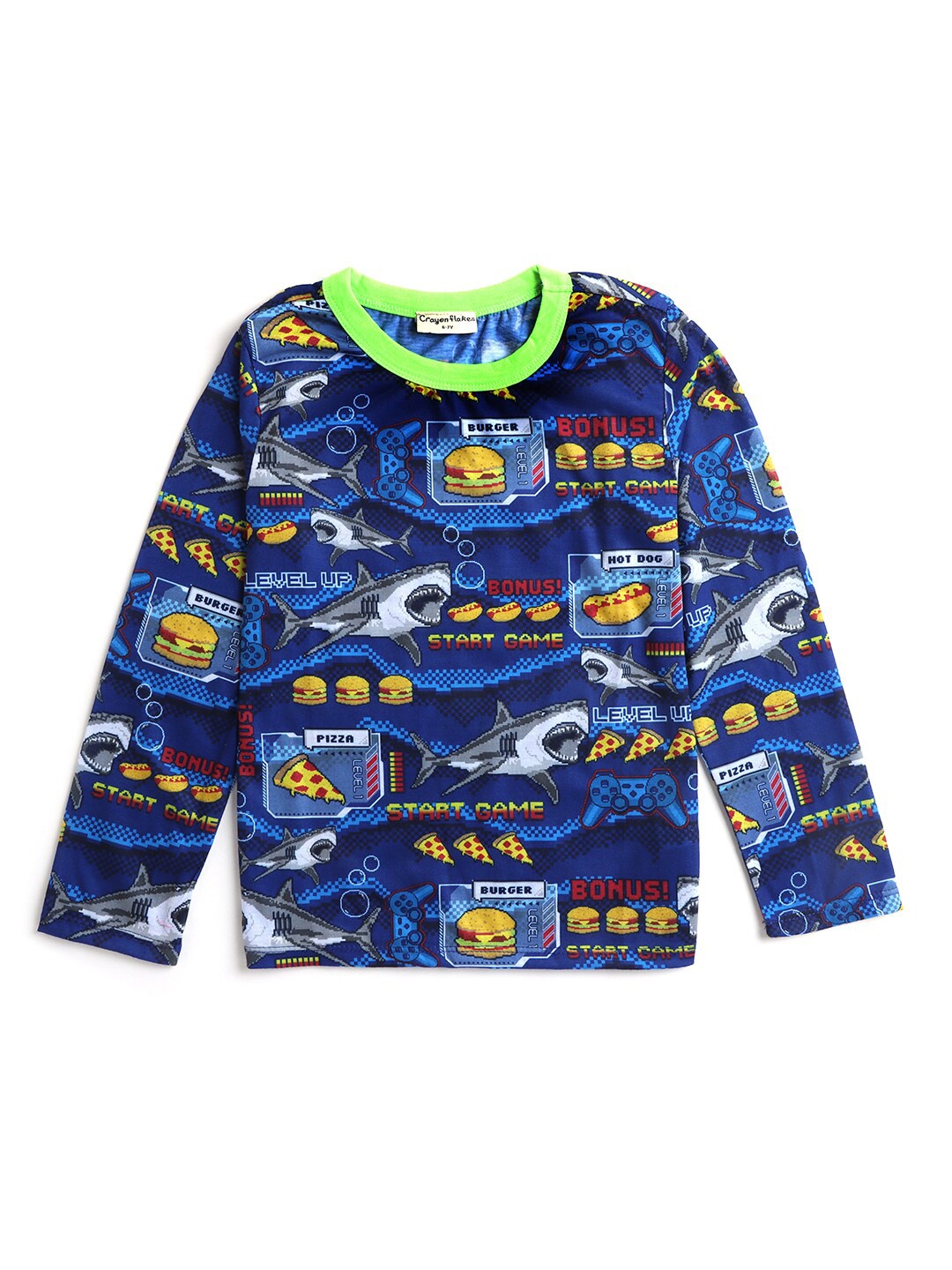 

Hopscotch Boys Blue Printed Applique T-shirt