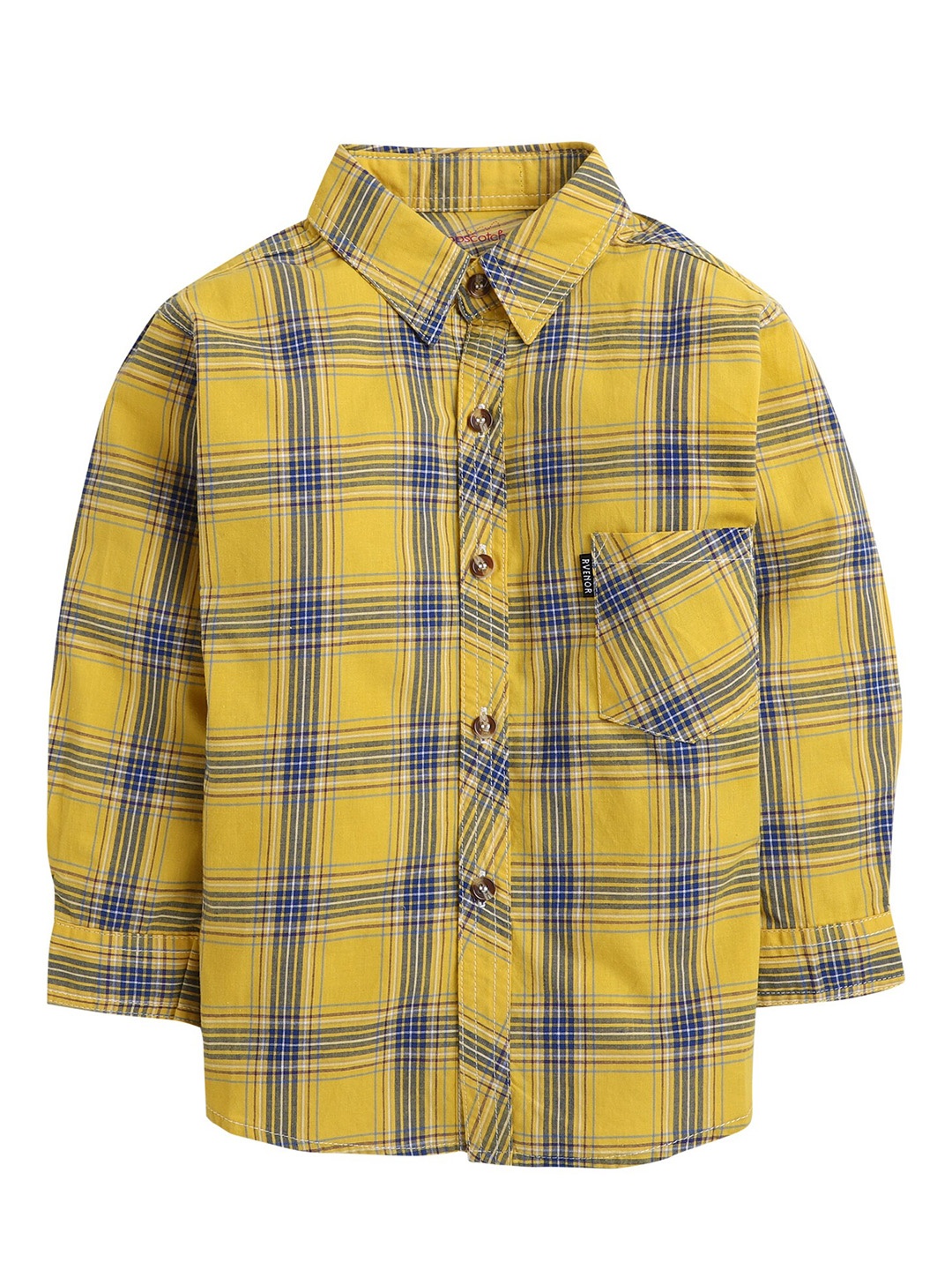 

Hopscotch Boys Mustard Yellow & Blue Relaxed Tartan Checked Casual Shirt