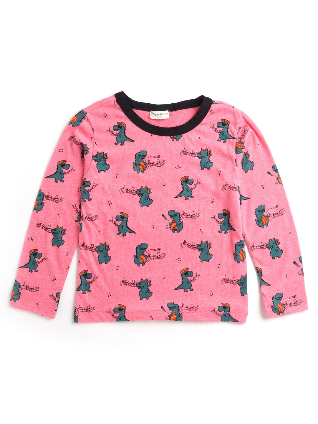 

Hopscotch Boys Pink & Green Dinosaur Printed Pure Cotton T-shirt