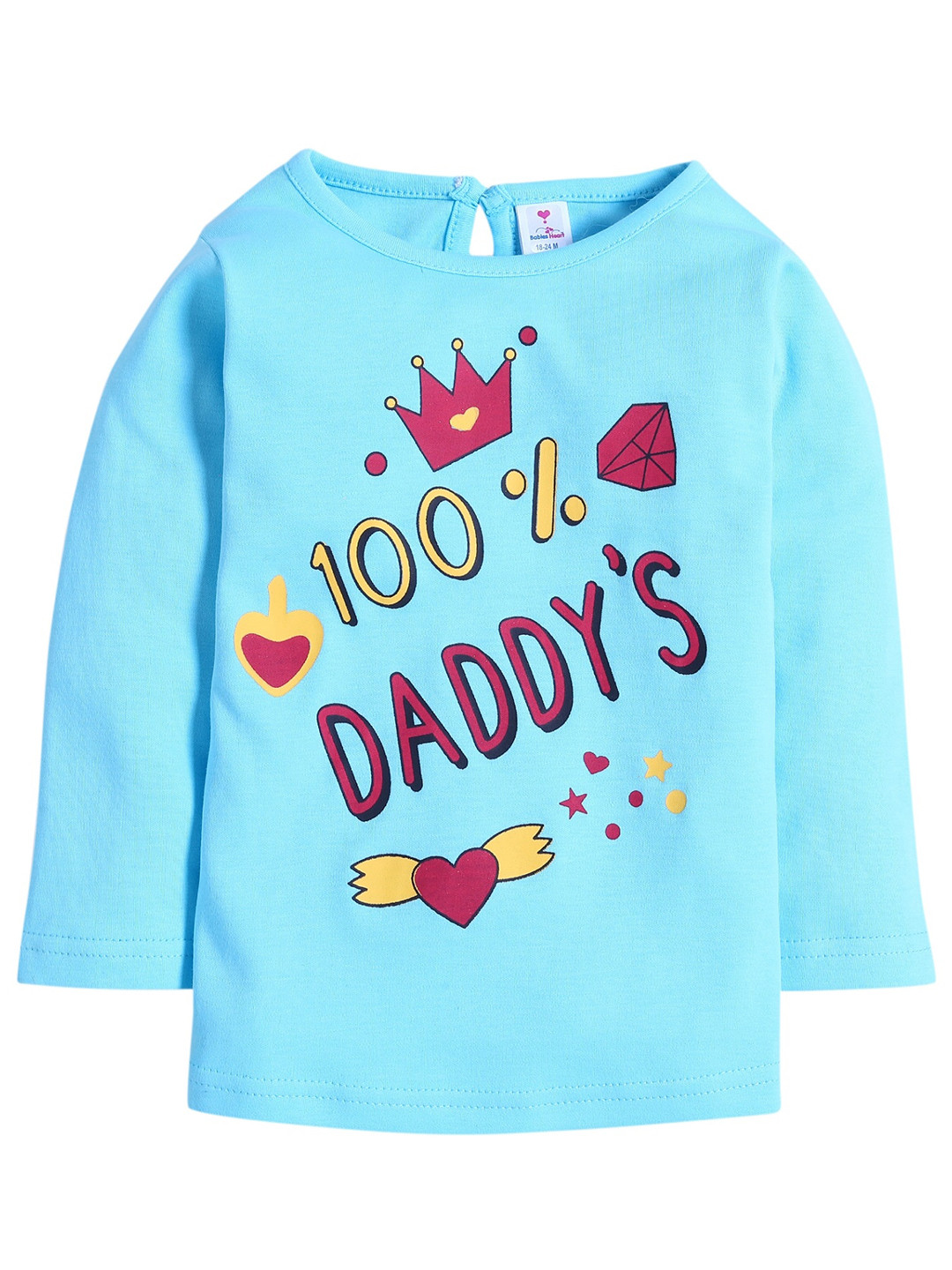 

Hopscotch Girls Blue Typography Printed T-shirt