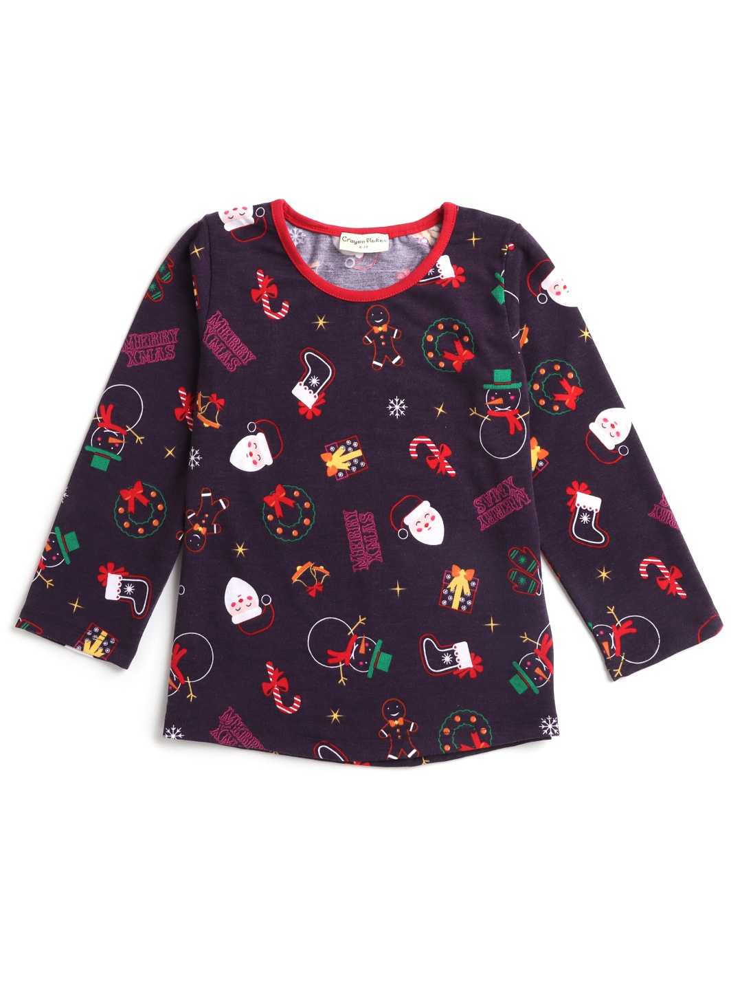 

Hopscotch Girls Purple & Red Printed T-shirt