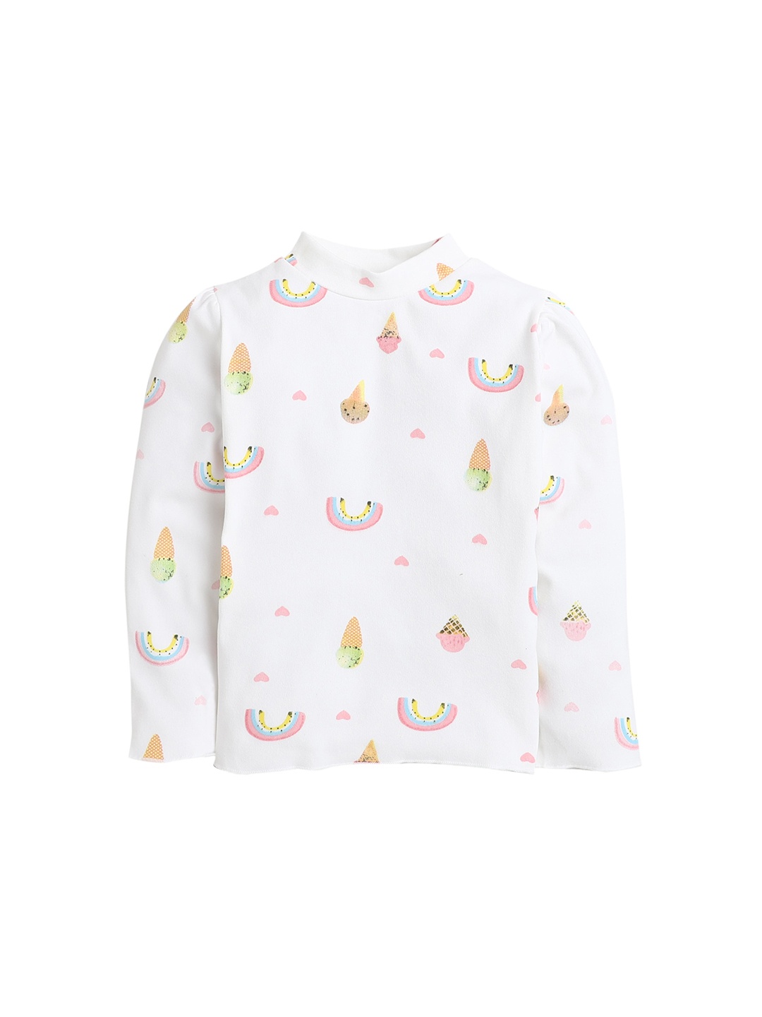 

Hopscotch Girls White Print Cotton Top