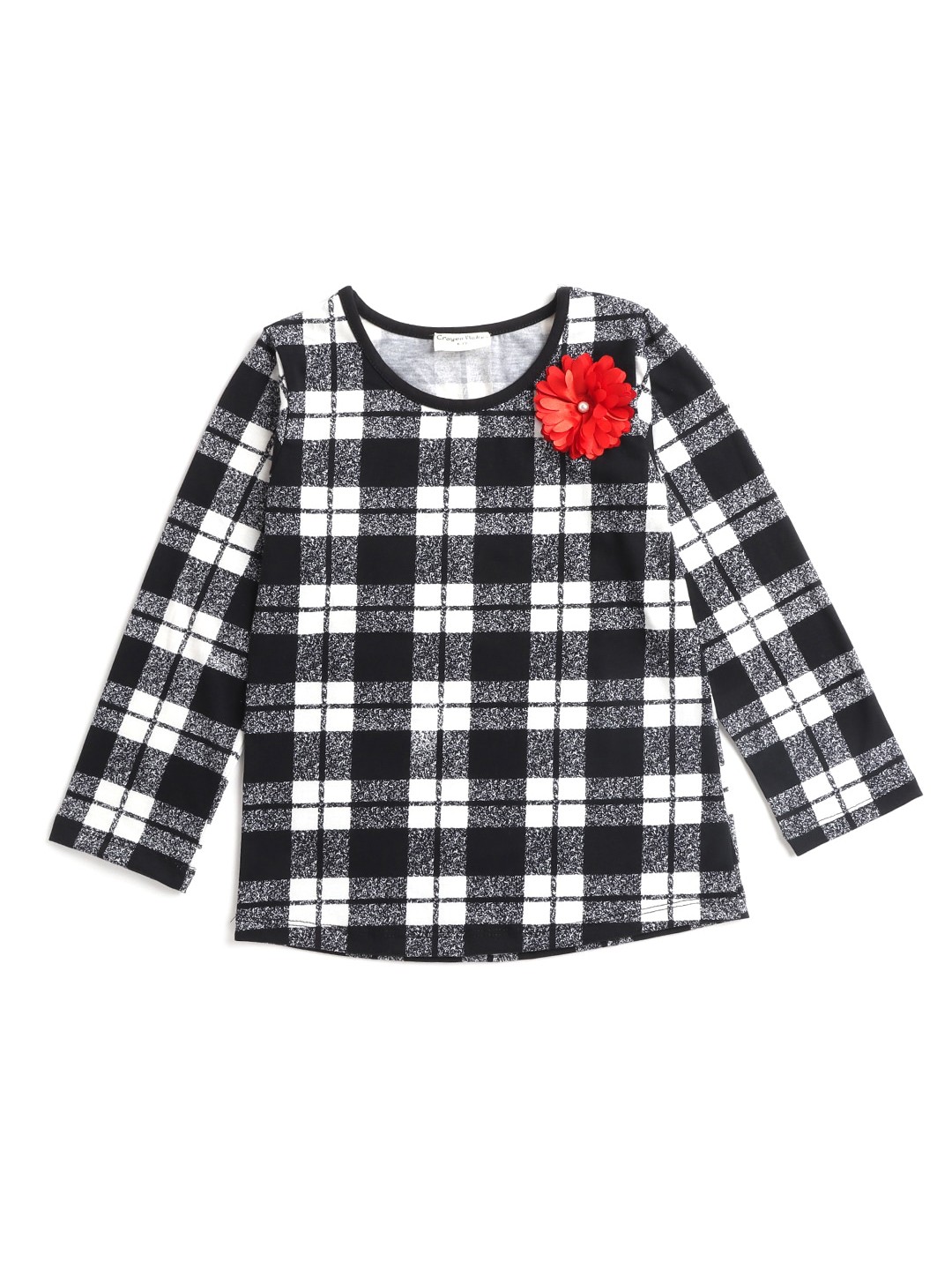 

Hopscotch Girls Black & White Checked T-shirt