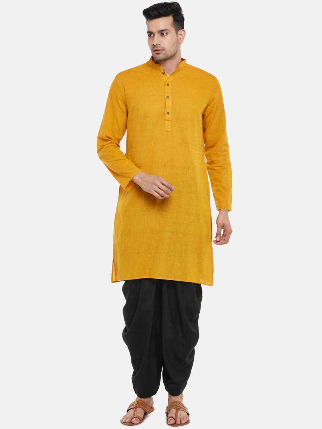 

indus route by Pantaloons Men Mustard Yellow Kurta