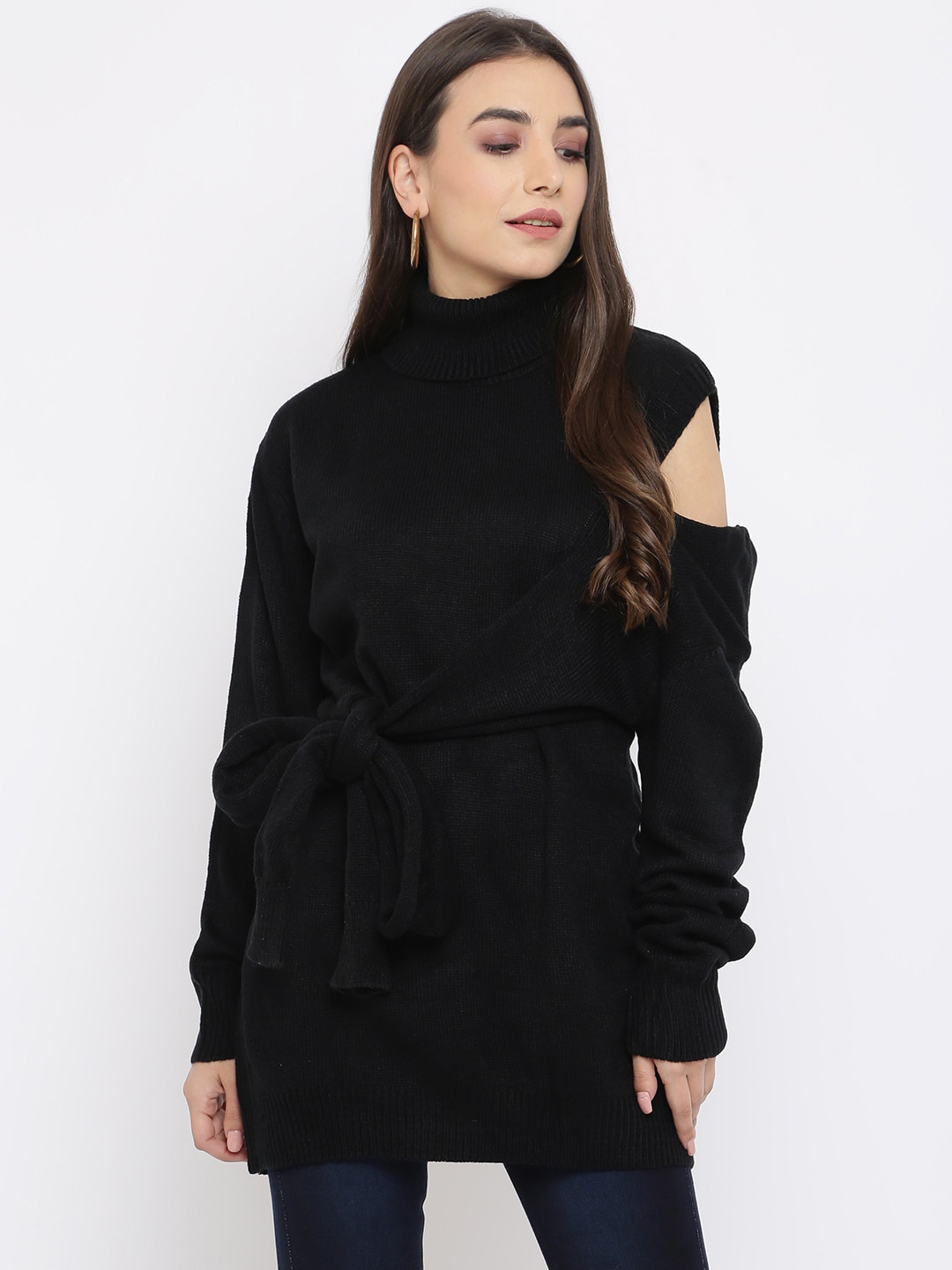 

iki chic Women Black Longline Pullover