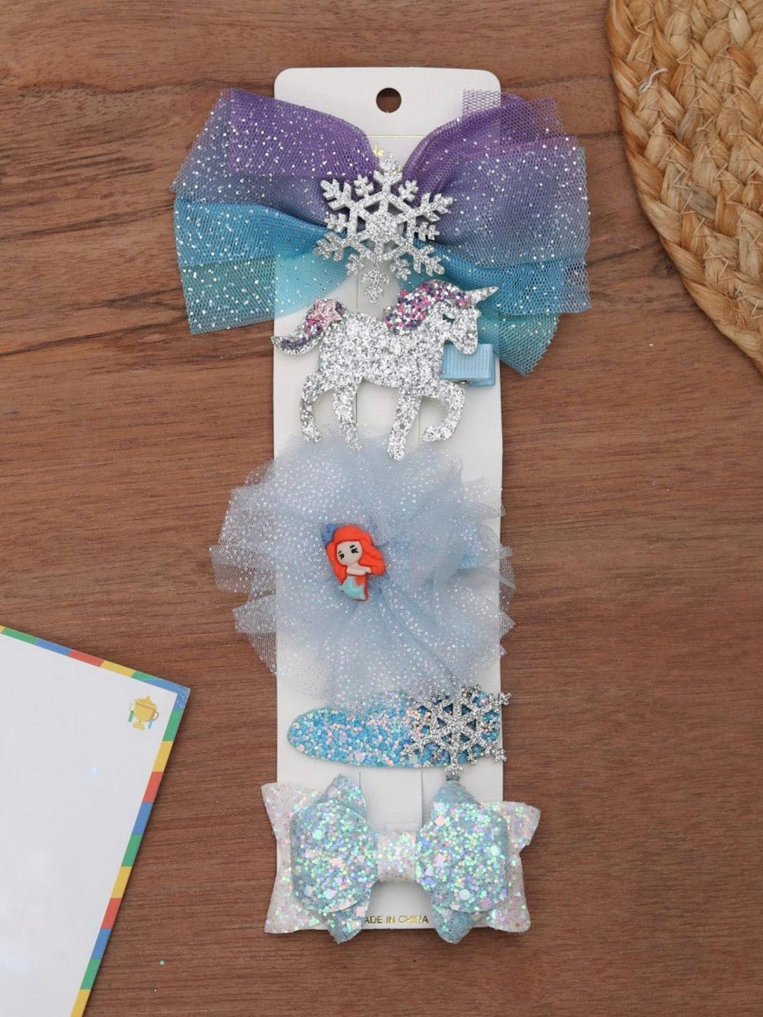 

Yellow Bee Girls Multicolored Set of 5 Embellished Alligator Hair Clip, Multi