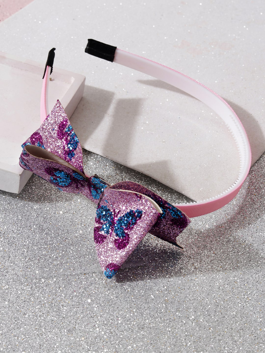 

Toniq Kids Girls Pink & Blue Embellished Bow Hairband