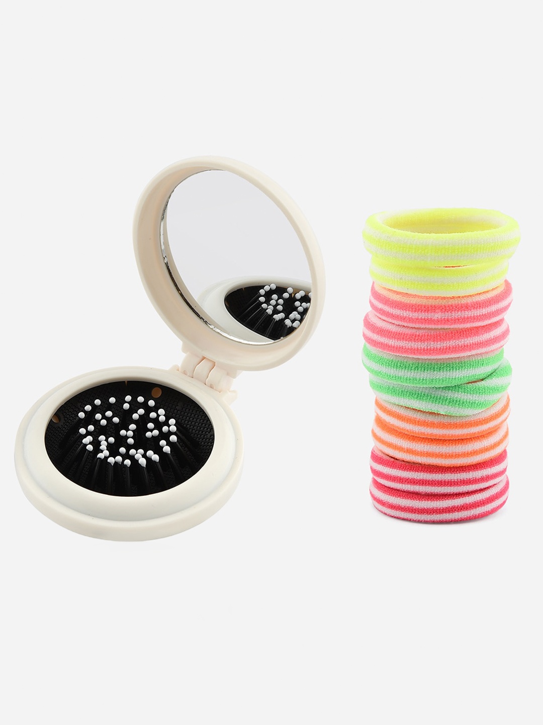 

Toniq Kids Girls Pop Up Hair Brush with 10Pcs Neon Rubber Band, Multi