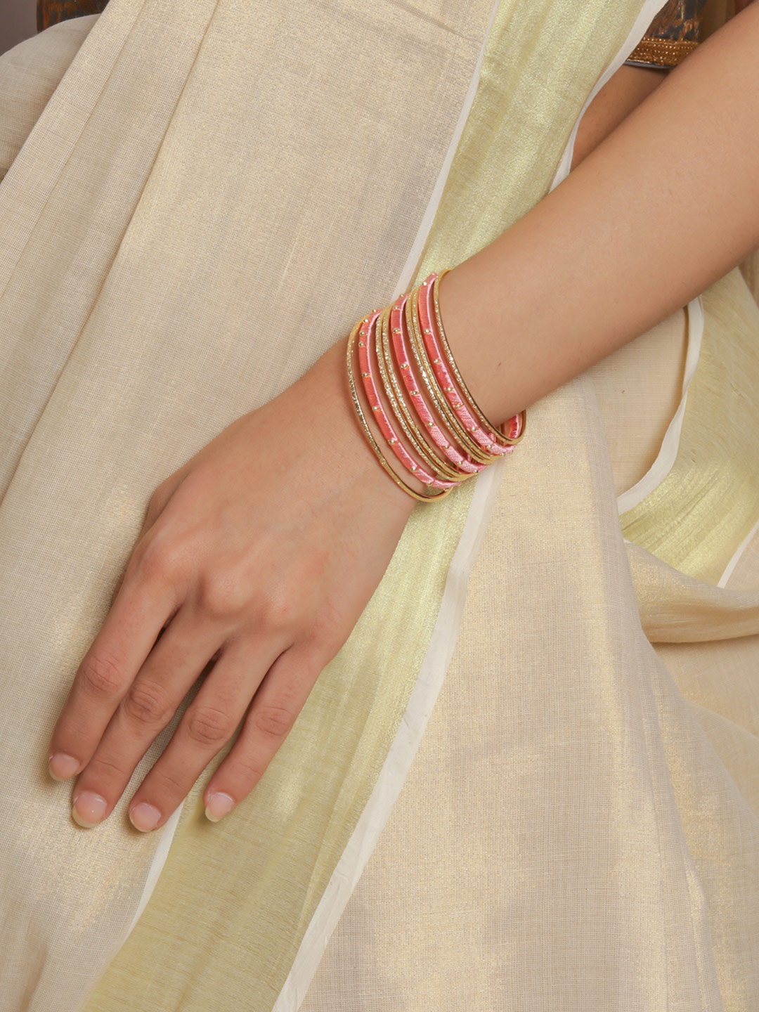 

Fida Set Of 9 Gold-Plated & Stone Studded Bangles