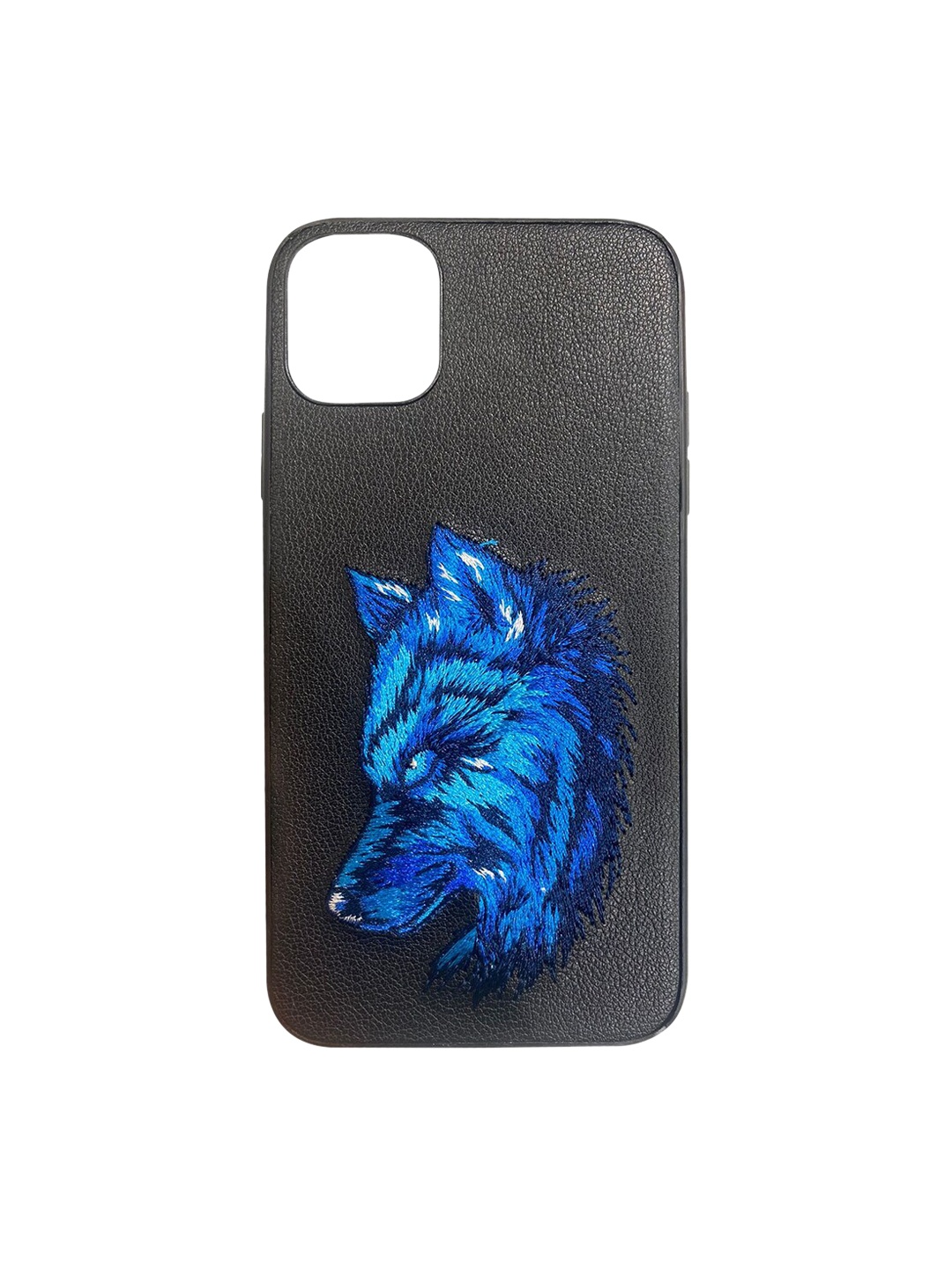 

TREEMODA Black & Blue Fox Faux Leather iPhone 13 Back Case