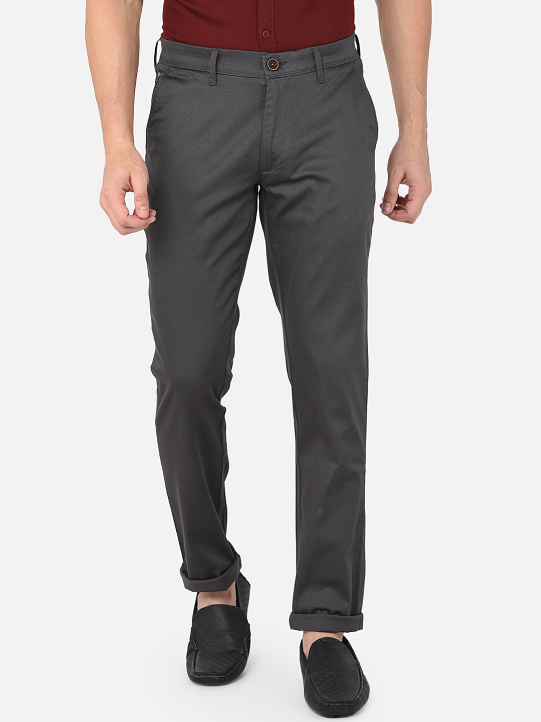 

Oxemberg Men Grey Slim Fit Trousers