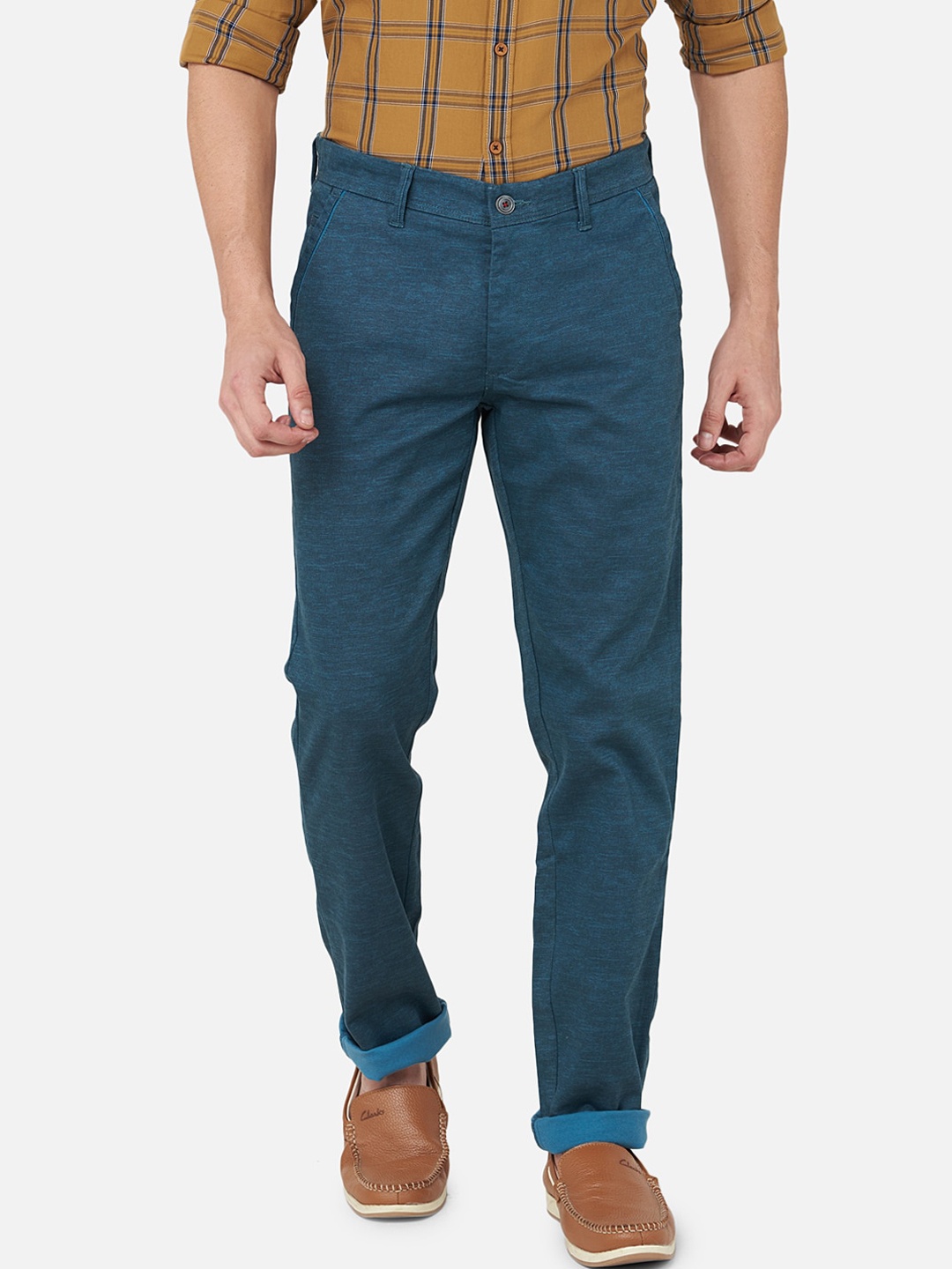 

Oxemberg Men Olive Green Slim Fit Trousers