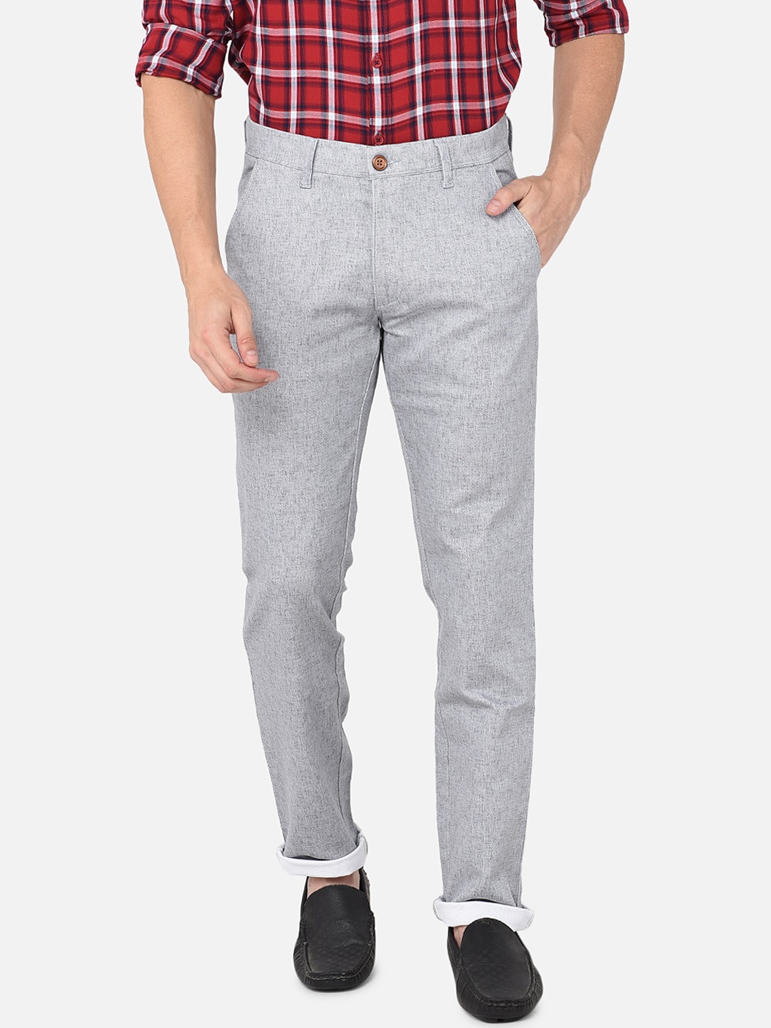 

Oxemberg Men Black Cotton Slim Fit Trousers