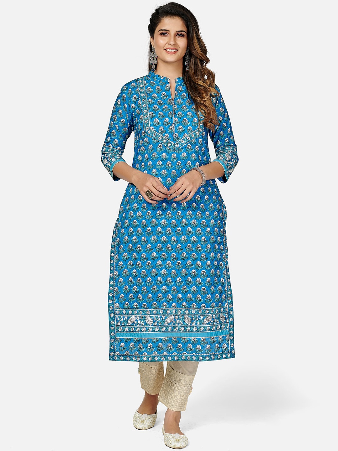 

KALINI Women Blue Geometric Printed Kurta