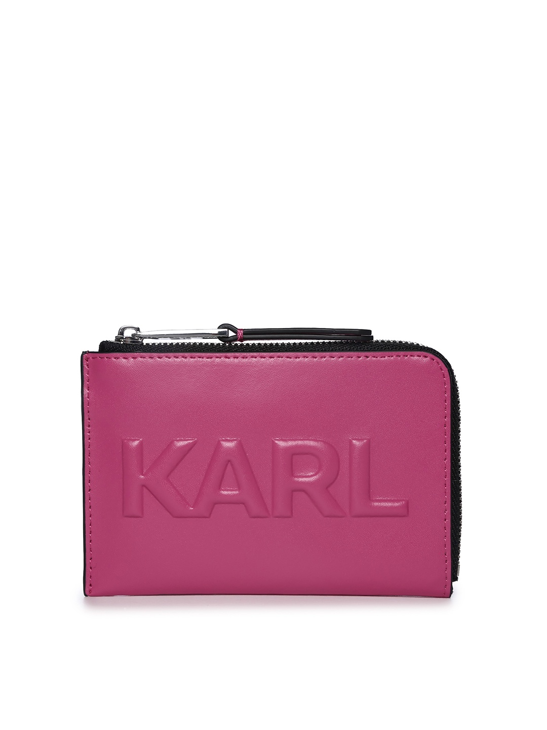 

Karl Lagerfeld Women Pink Leather Zip Around Wallet