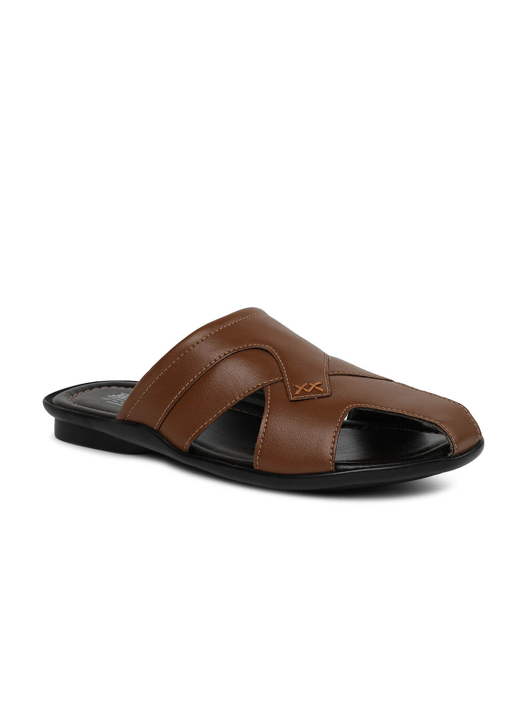 

Paragon Men Brown & Black Solid Slip On Comfort Sandals