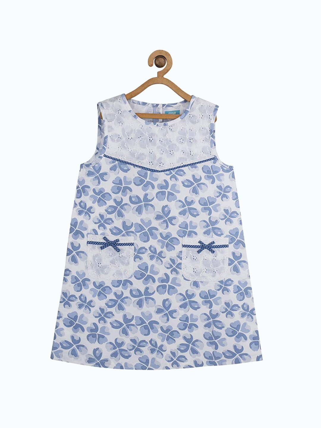 

Miyo Blue Floral Printed Attach Pocket A-Line Dress