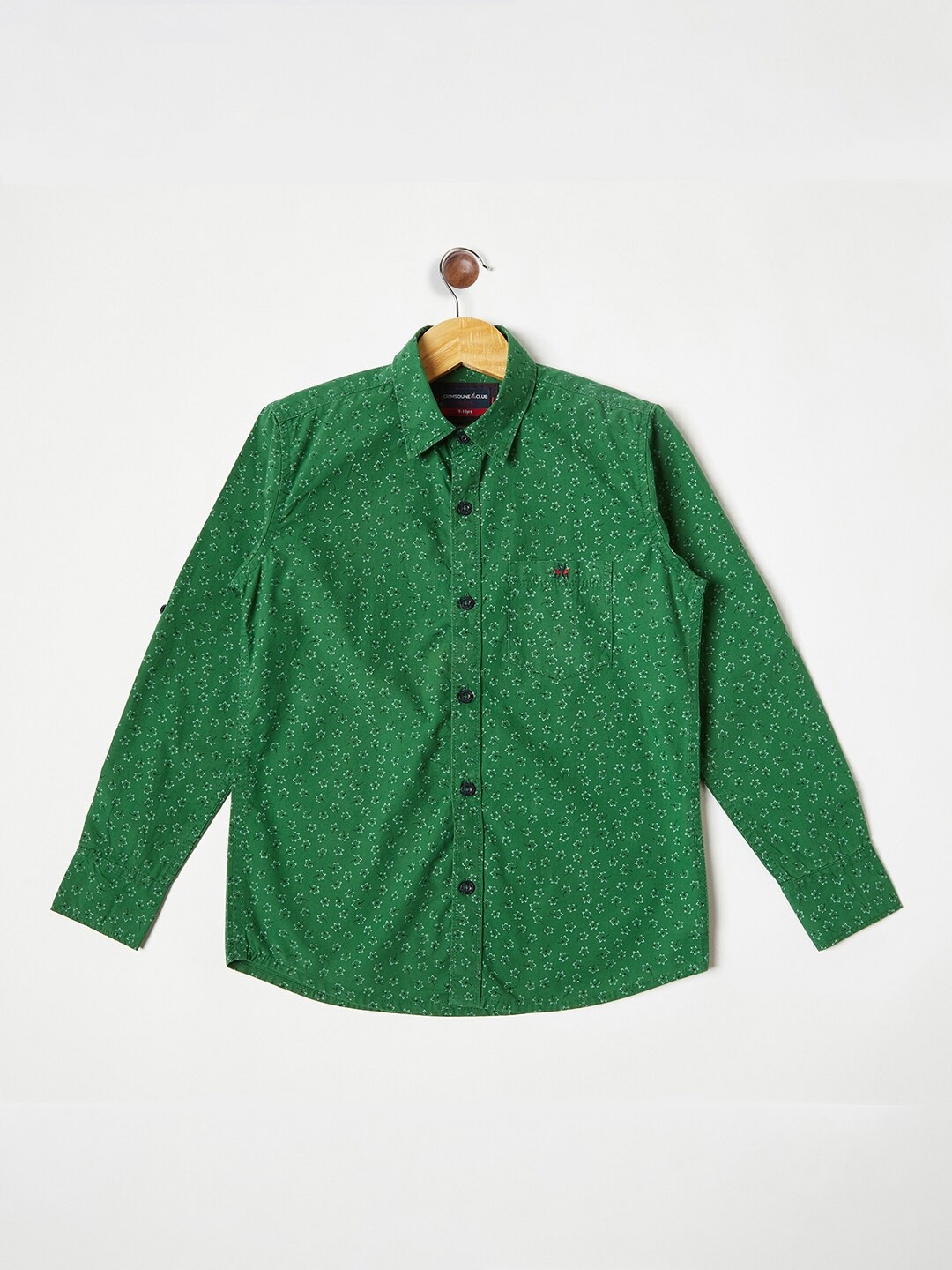 

Crimsoune Club Boys Green Printed Casual Shirt