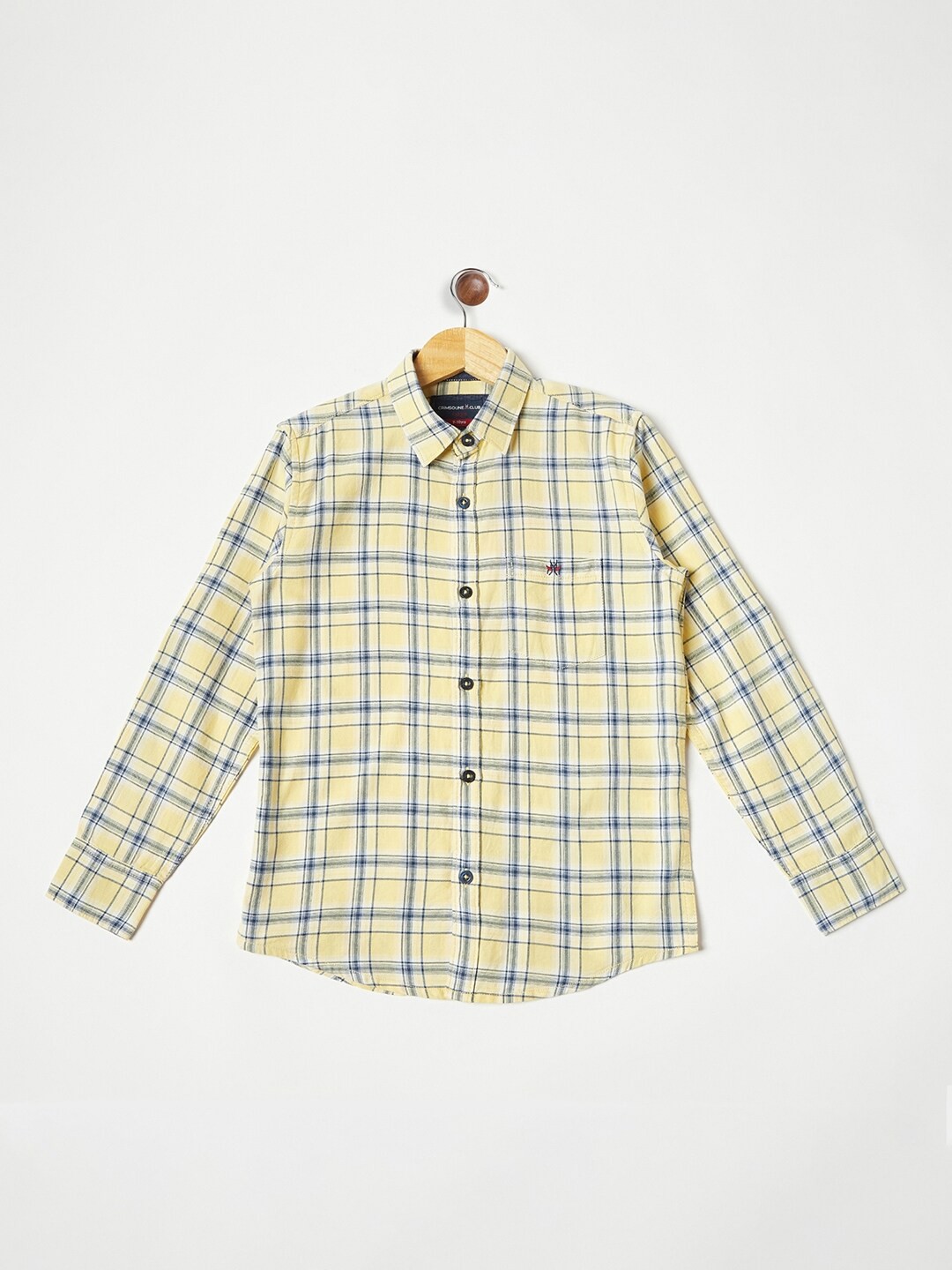 

Crimsoune Club Boys Yellow & Blue Checked Pure Cotton Casual Shirt
