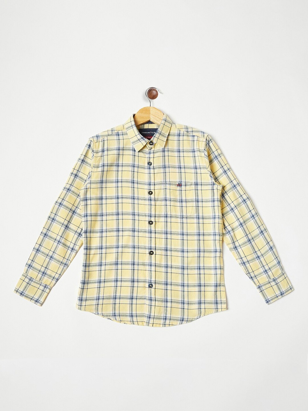 

Crimsoune Club Boys Yellow & Blue Checked Pure Cotton Casual Shirt