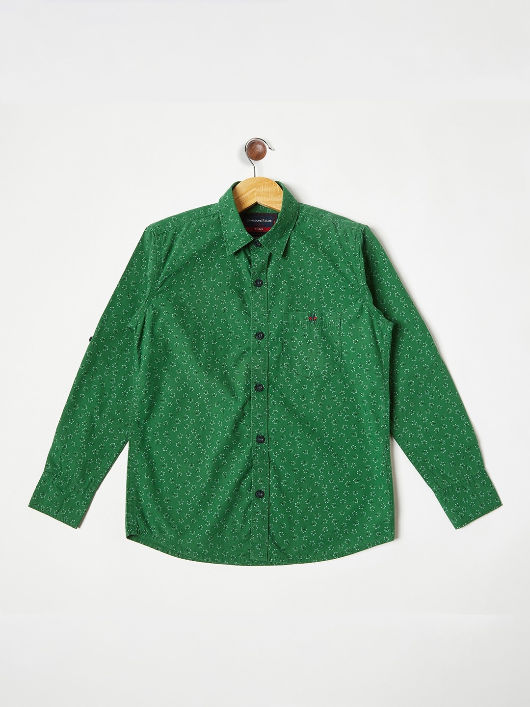

Crimsoune Club Boys Green Floral Printed Pure Cotton Casual Shirt