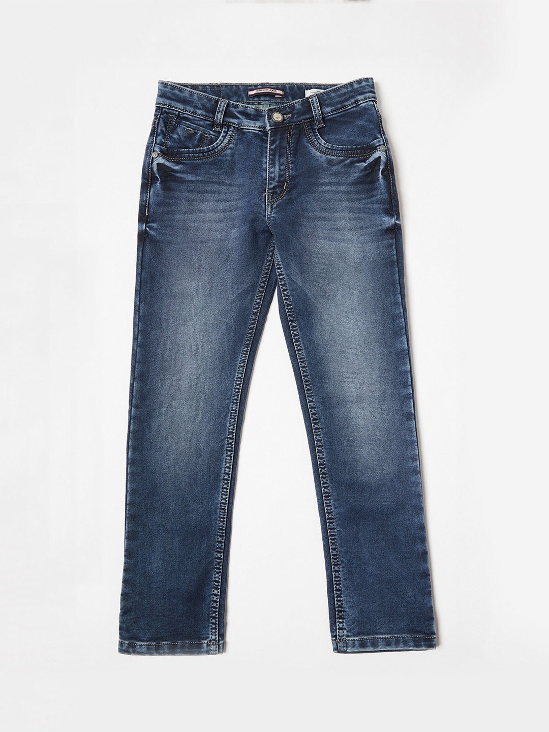 

Crimsoune Club Boys Blue Solid Slim Fit Light Fade Stretchable Jeans