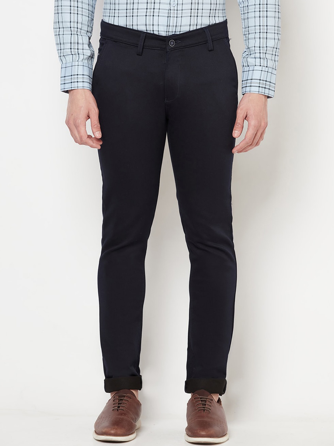 

Crimsoune Club Men Navy Blue Solid Slim Fit Trousers