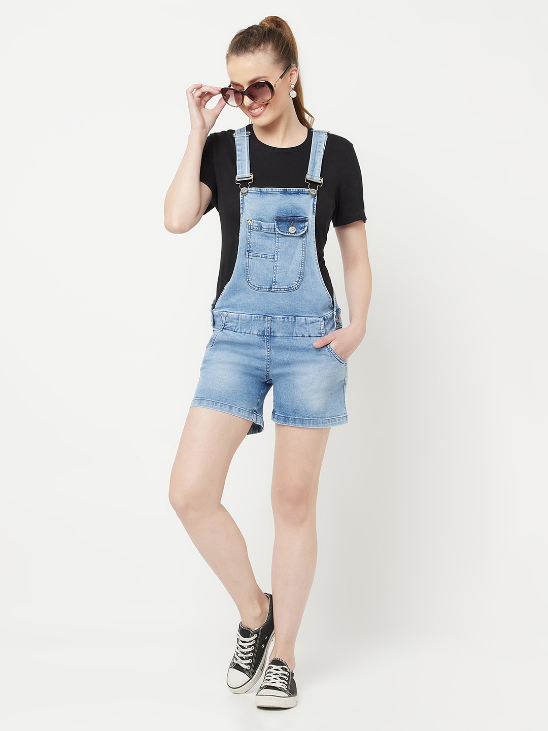 

Crimsoune Club Women Blue Straight-Leg Denim Dungarees