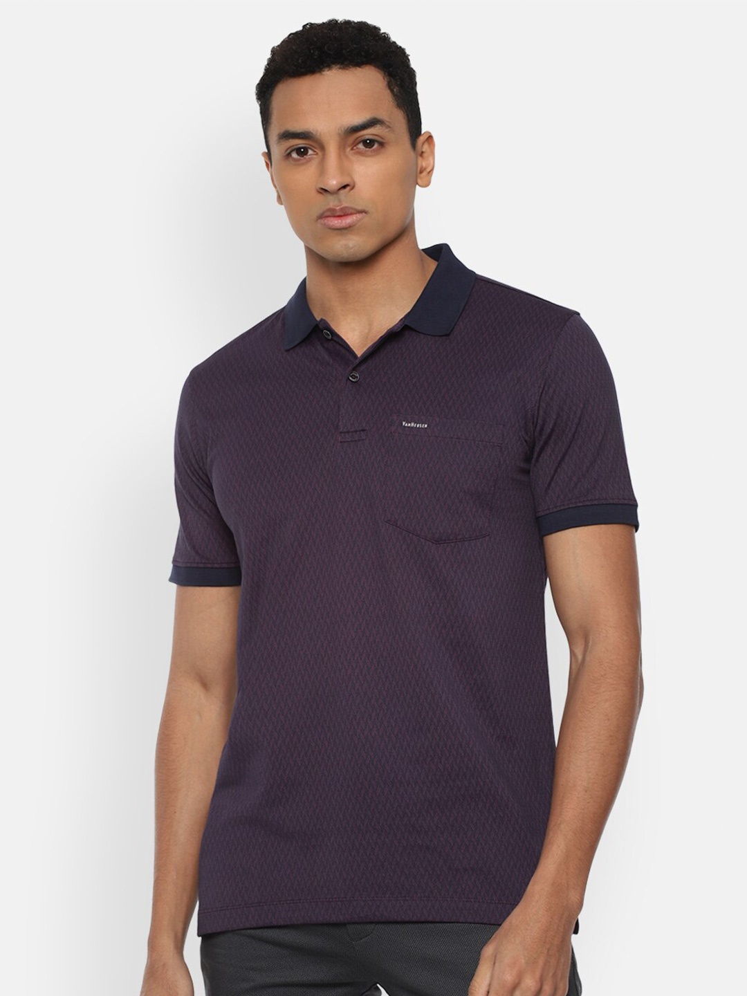 

Van Heusen Men Purple Polo Collar T-shirt