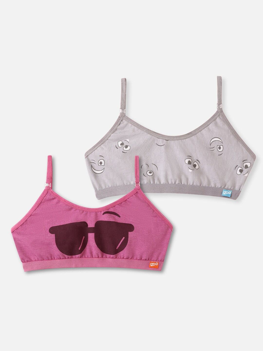 

You Got Plan B Pack-2 Pink & Grey Graphic Cotton Bra