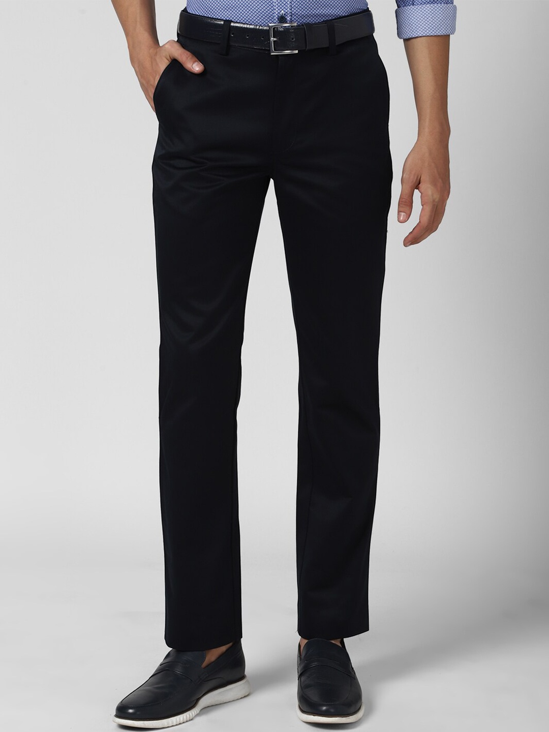 

Peter England Casuals Men Navy Blue Slim Fit Trousers