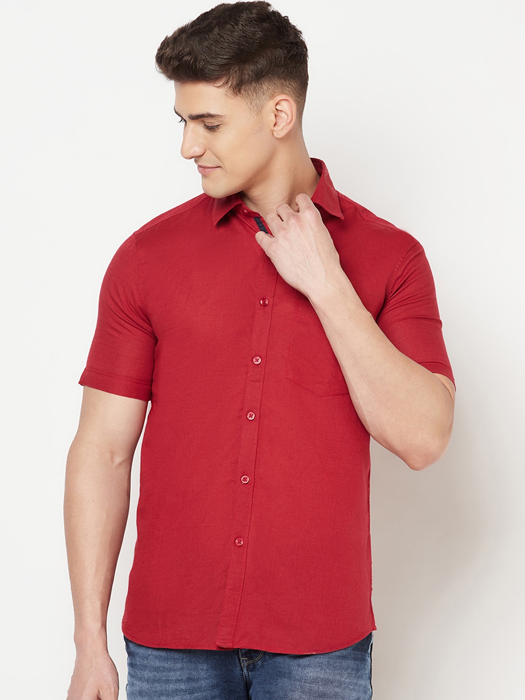 

Crimsoune Club Men Red Slim Fit Casual Shirt