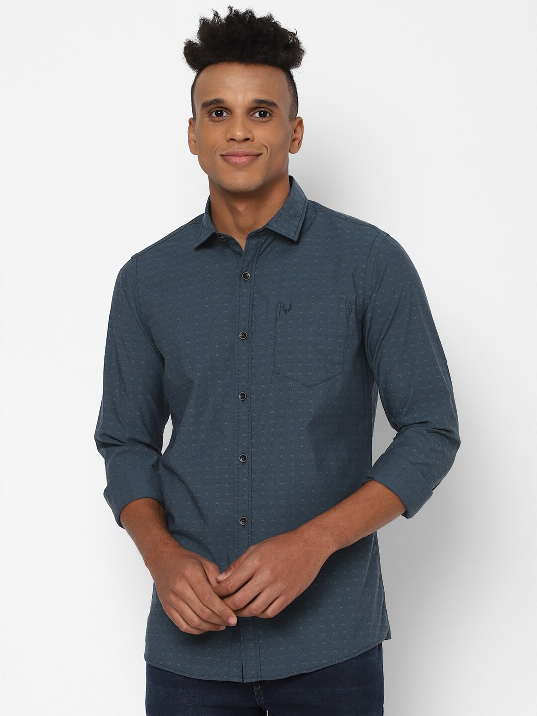

Allen Solly Sport Men Teal Micro Ditsy Printed Casual Shirt